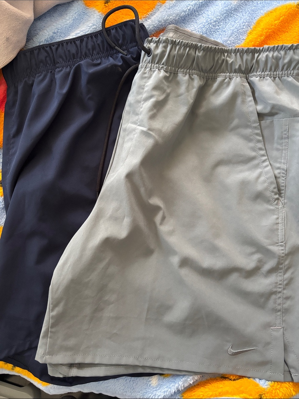 Nike Men’s Navy and Light Gray Athletic Shorts